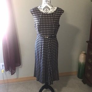 Connected tan and black checked dress
